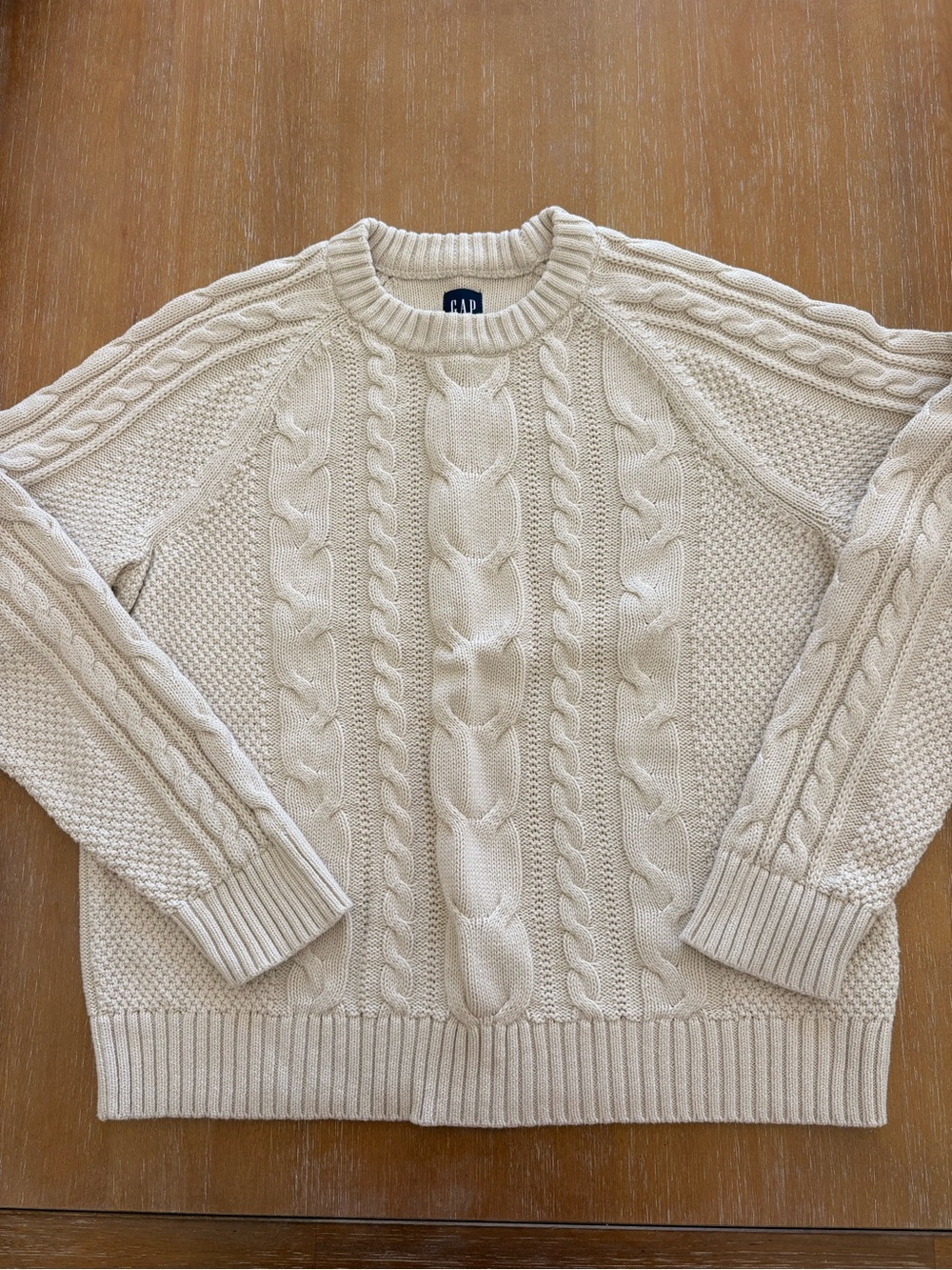 GAP Women's Cream Cable-Knit Crewneck Sweater